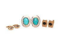COLLECTION OF YELLOW GOLD AND GEMSTONE CUFFLINKS