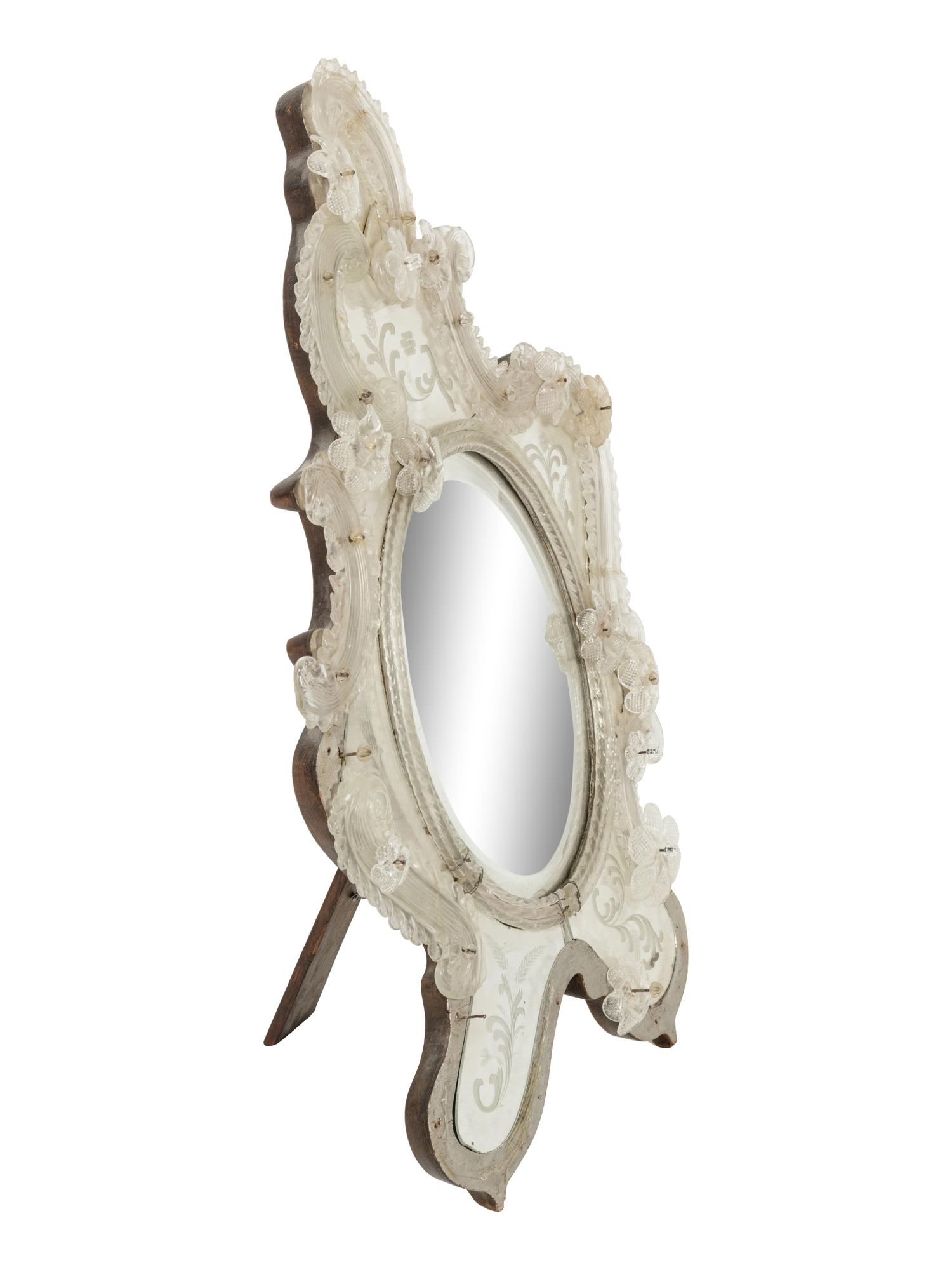 A Venetian Etched Glass Mirror