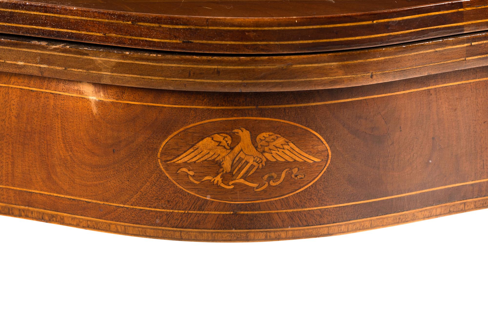 A Federal Style Eagle Inlaid Mahogany Serpentine Card Table