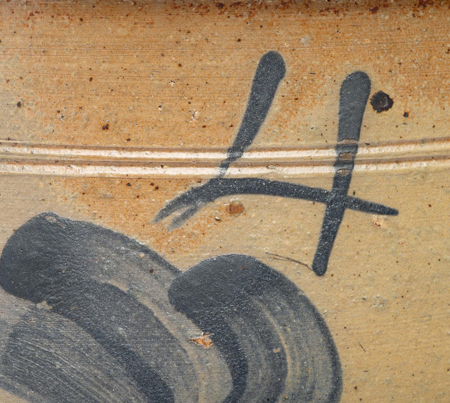 An L. K. Force Four-Gallon Cobalt Decorated Stoneware Crock