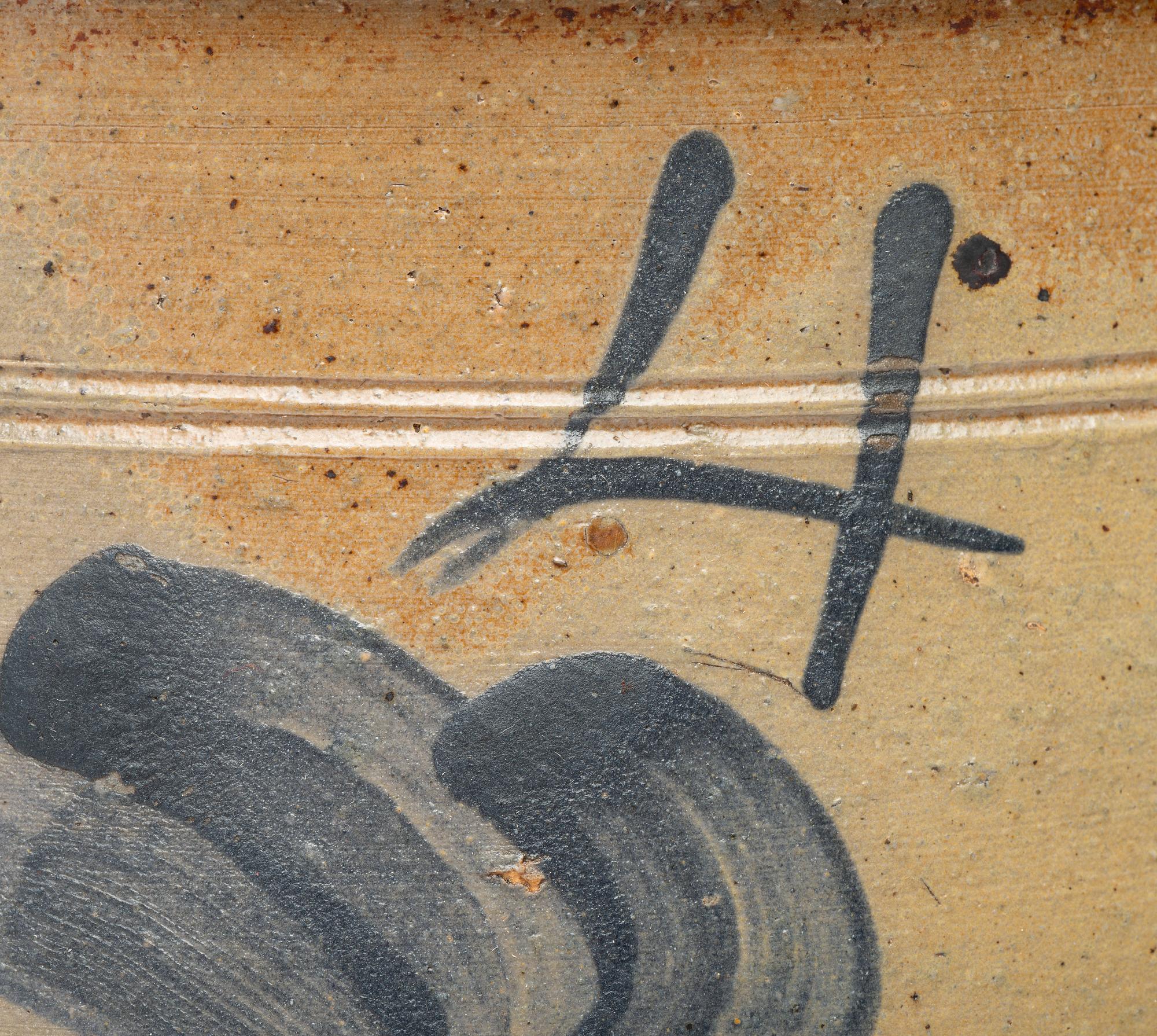 An L. K. Force Four-Gallon Cobalt Decorated Stoneware Crock