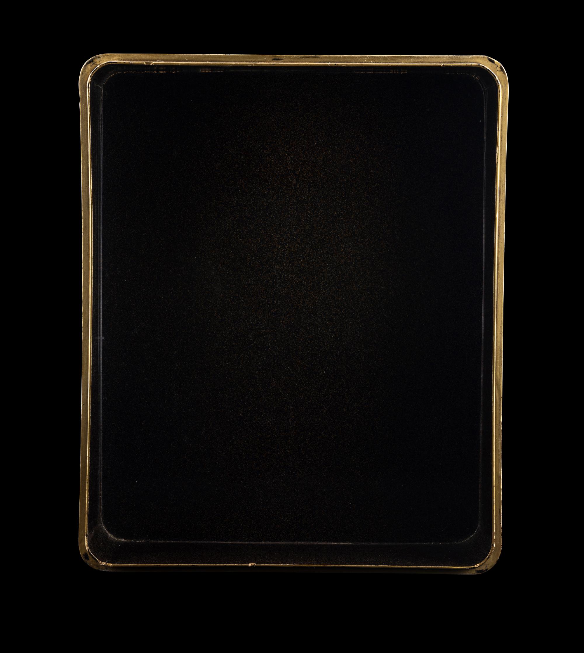 A Large Japanese Mother-of-Pearl Inlaid Gold and Black Lacquer Stationary Box and Cover, Bunko, Meiji Period 日本明治時代 蒔繪嵌螺鈿孔雀圖文箱