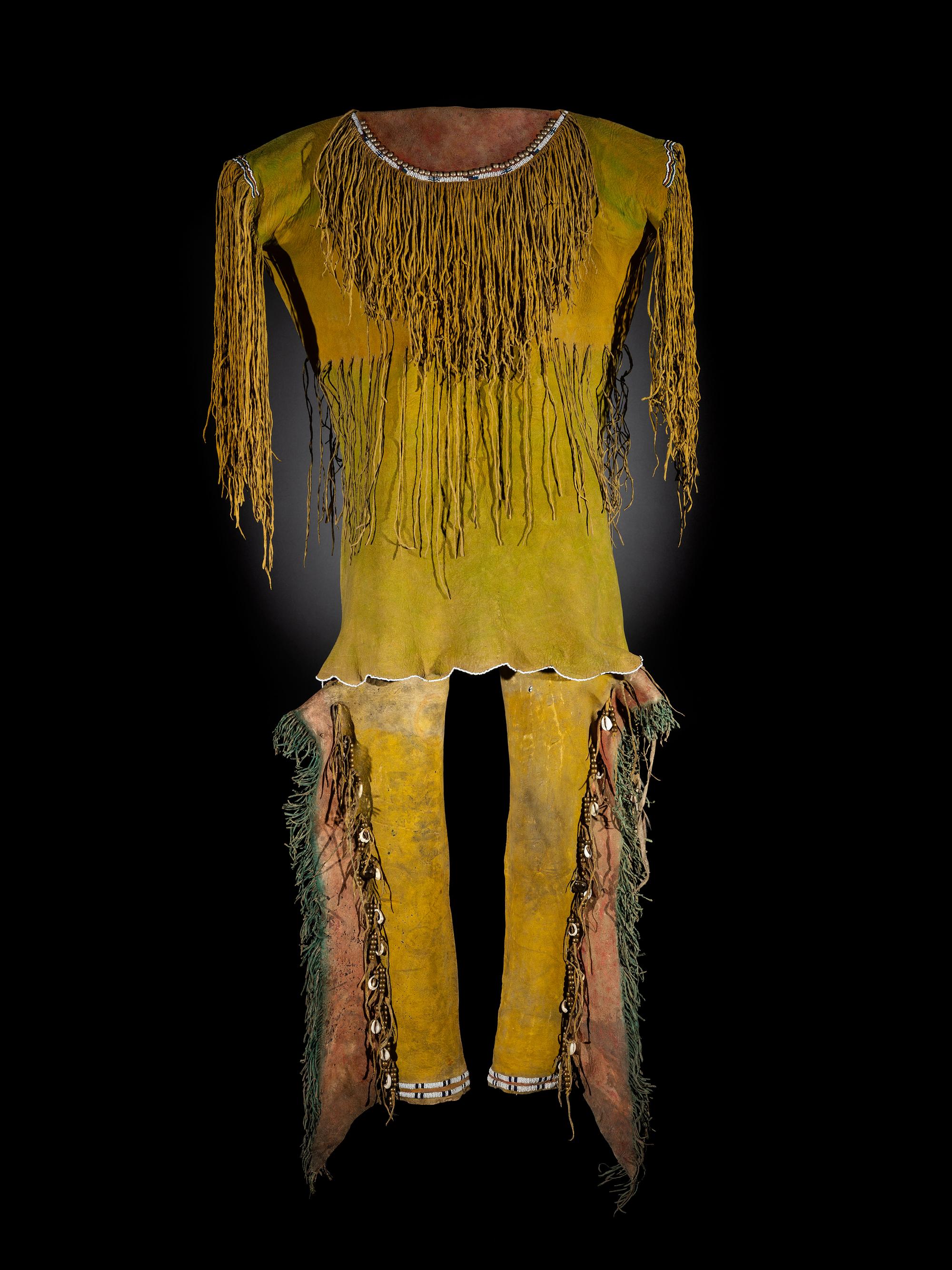 Kiowa Child's Beaded Hide Shirt and Leggings