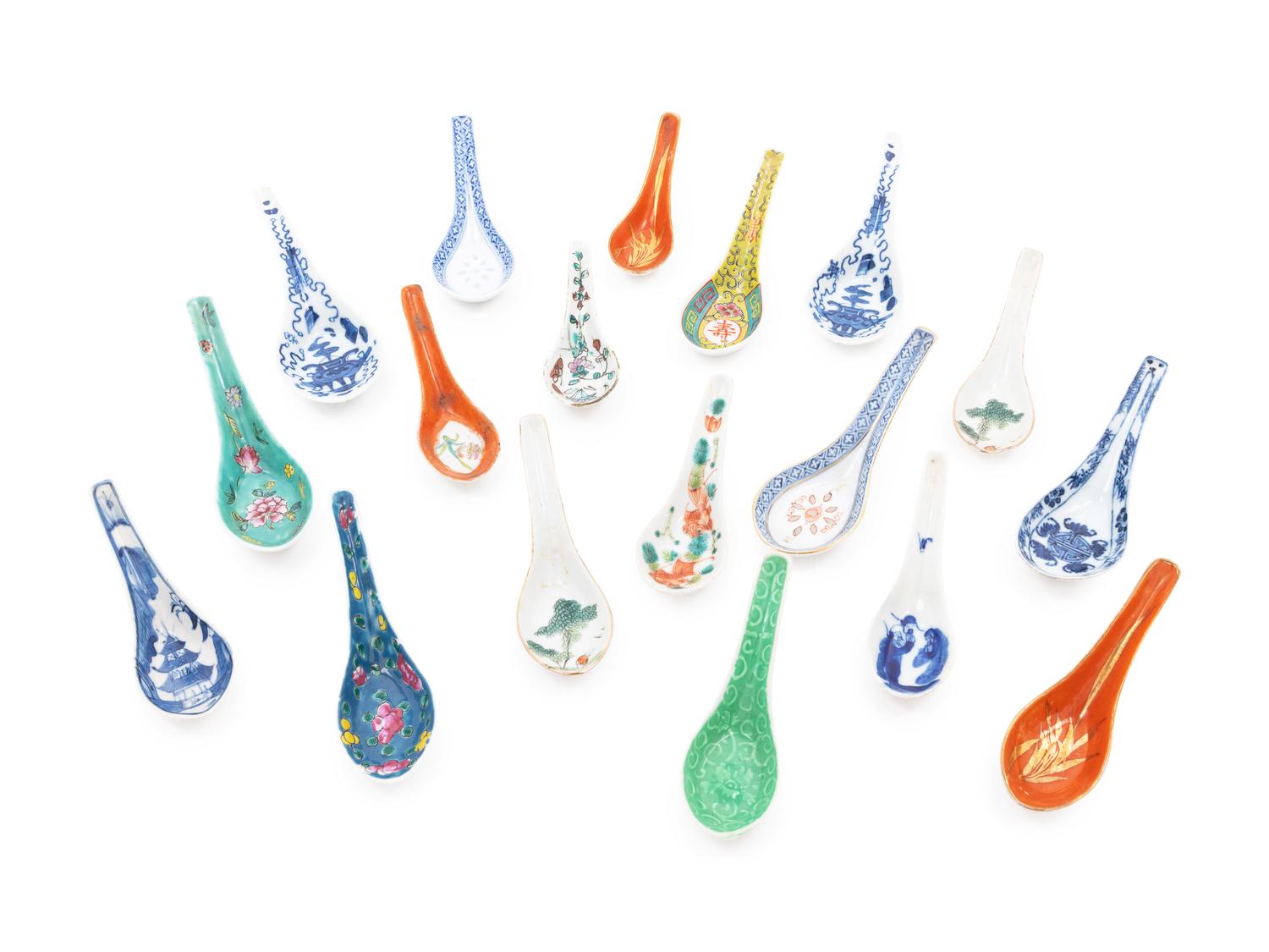 Eighteen Chinese Porcelain Spoons