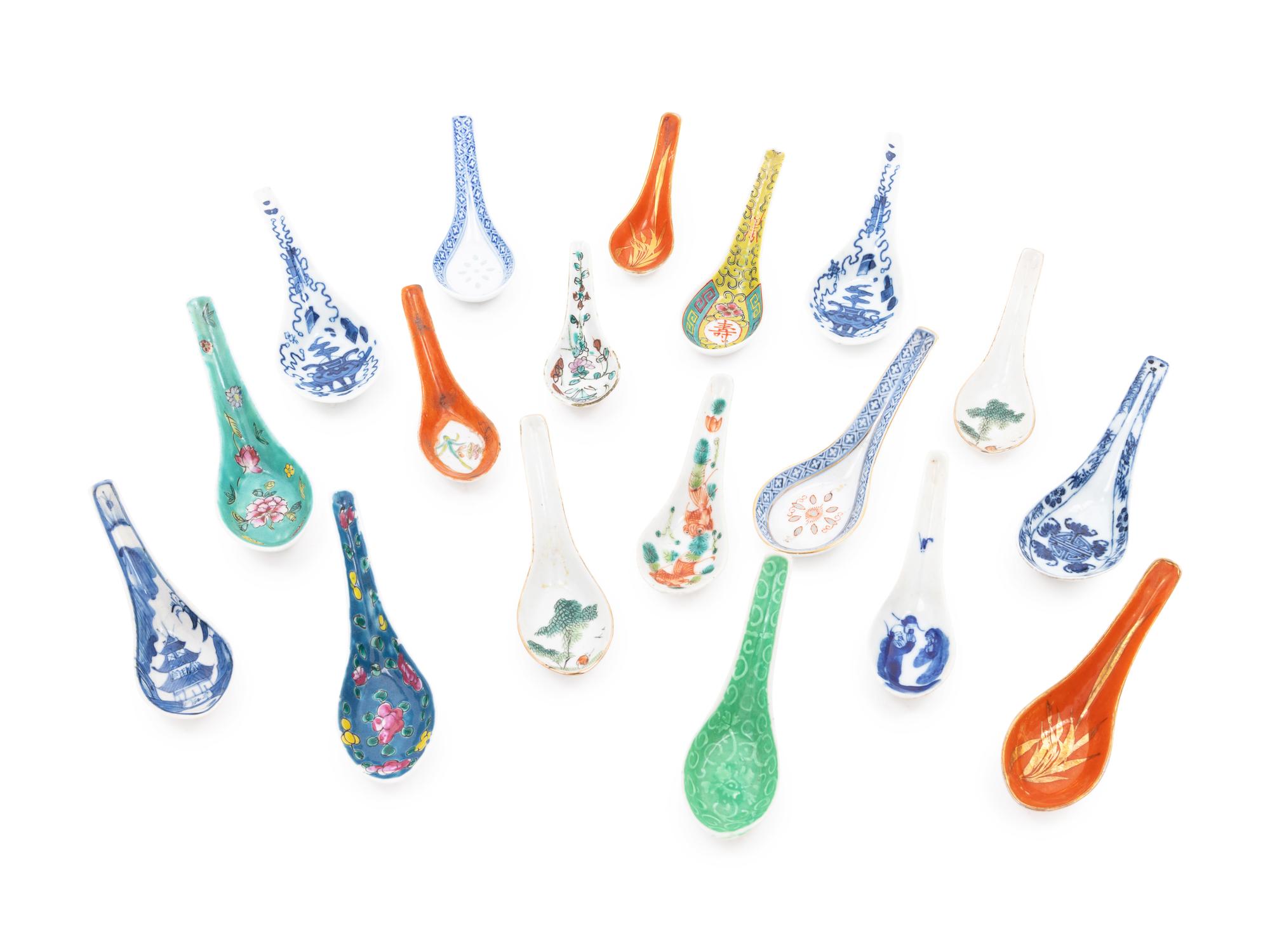 Eighteen Chinese Porcelain Spoons