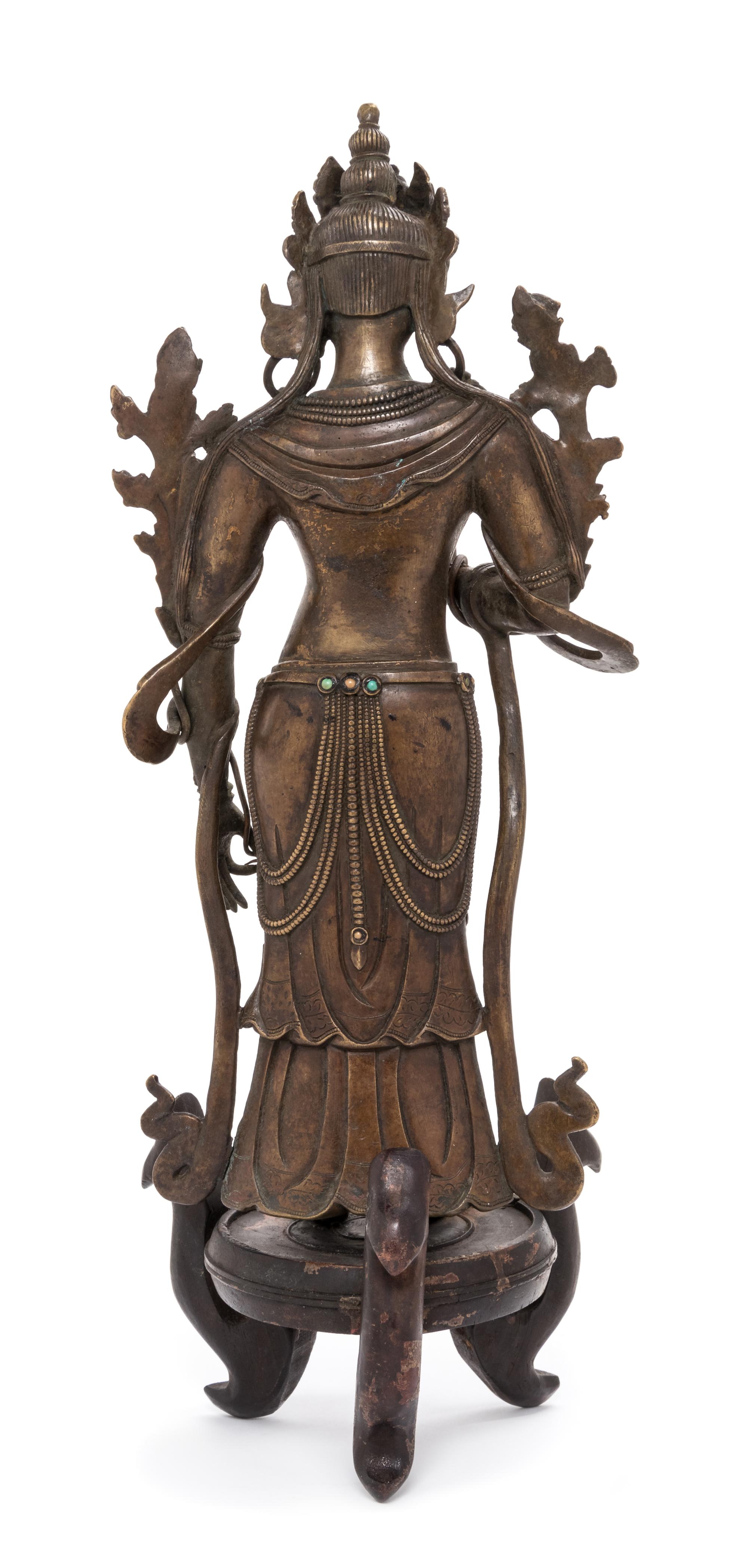 A Sino-Tibetan Bronze Figure of Avalokiteshvara Height overall 15 inches. — 18TH/19TH CENTURY