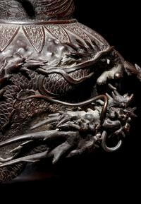 A Pair of Bronze Dragon Vases