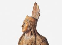A carved tobacconist figure of the actor Edwin Forrest (1806-1872) in his role as Metamora from "King of the Wampanoags," circa 1860
