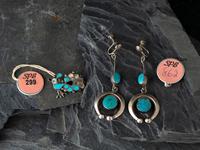 Navajo Naja Earrings AND Zuni Bird Pin, ex CG Wallace Collection