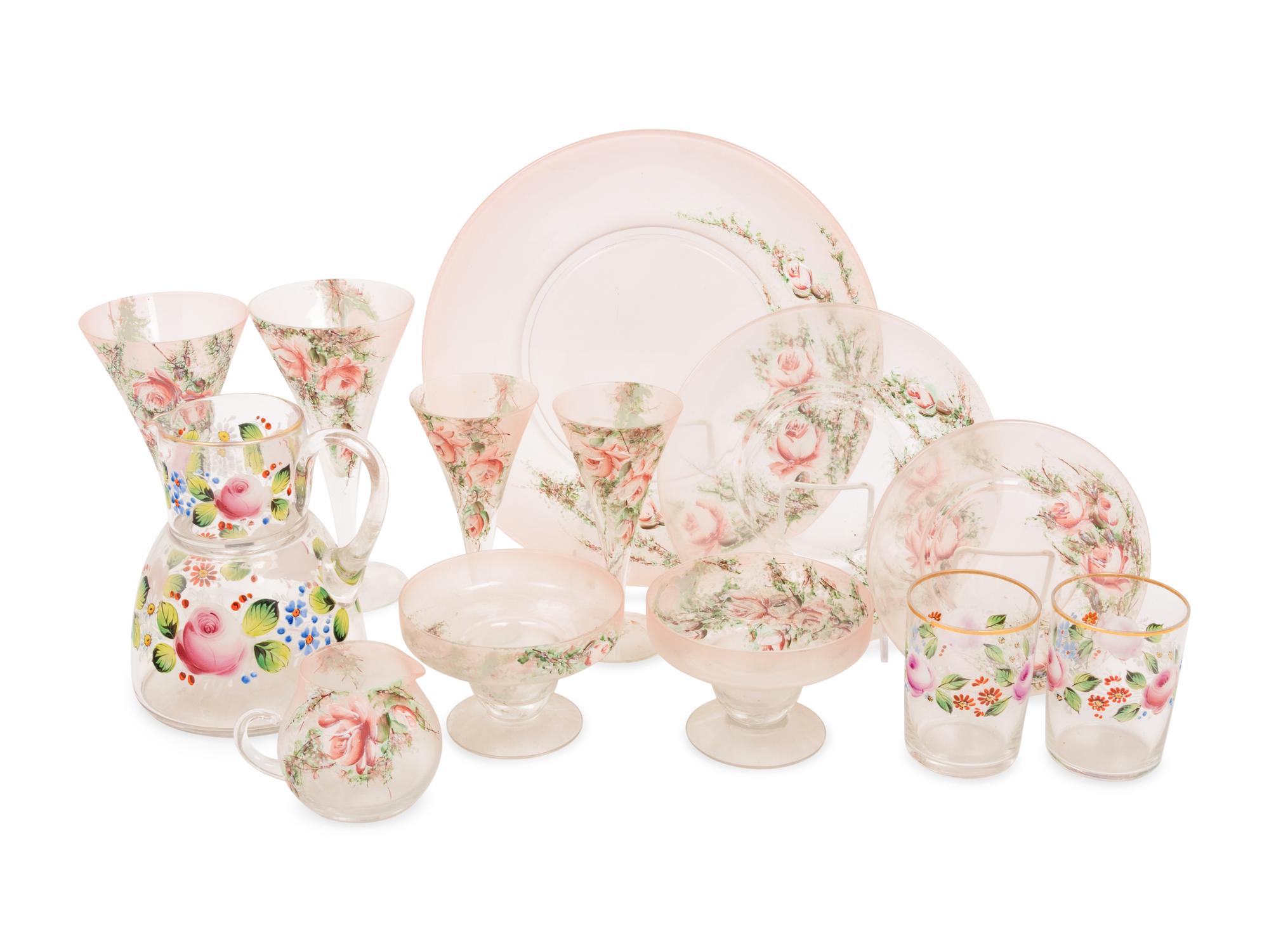 A Partial Set of Enameled Glass Tableware