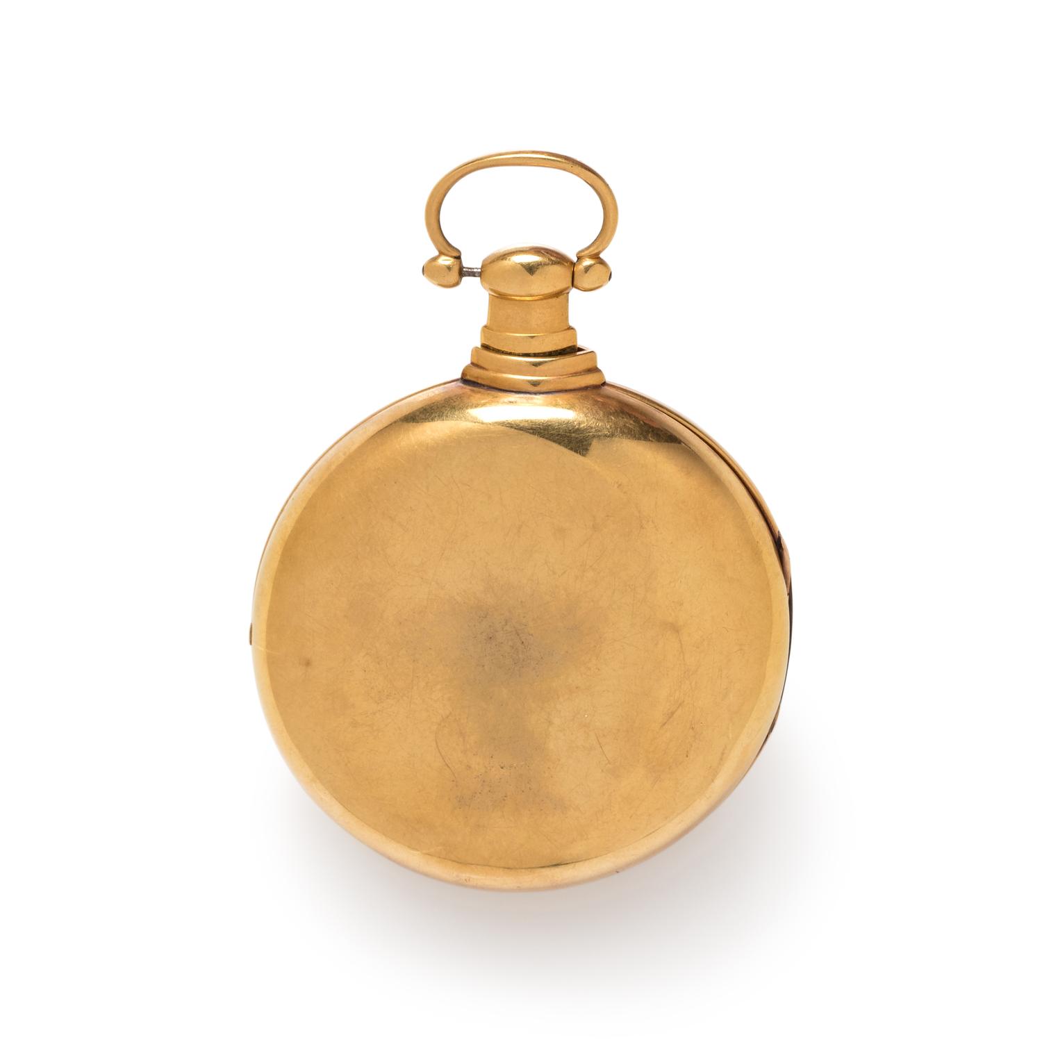 BRITISH, 18K YELLOW GOLD OPEN FACE POCKET WATCH