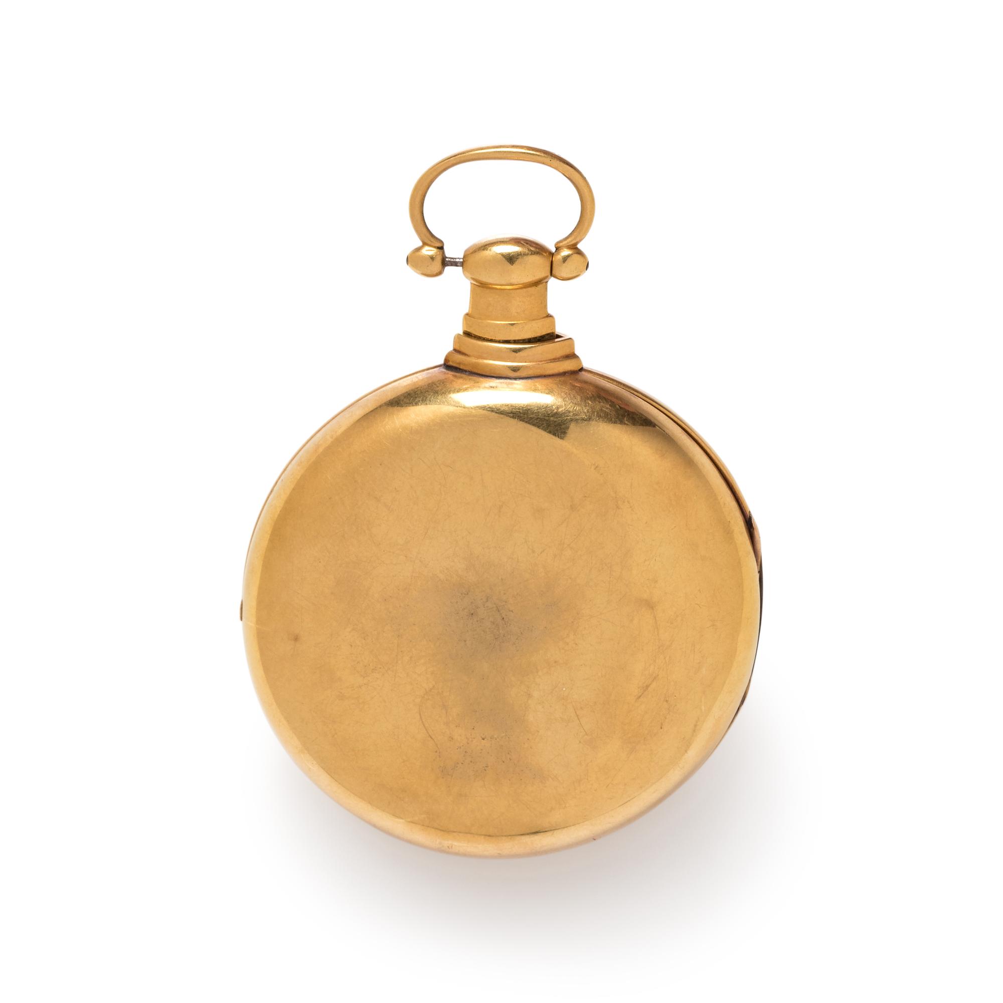 BRITISH, 18K YELLOW GOLD OPEN FACE POCKET WATCH