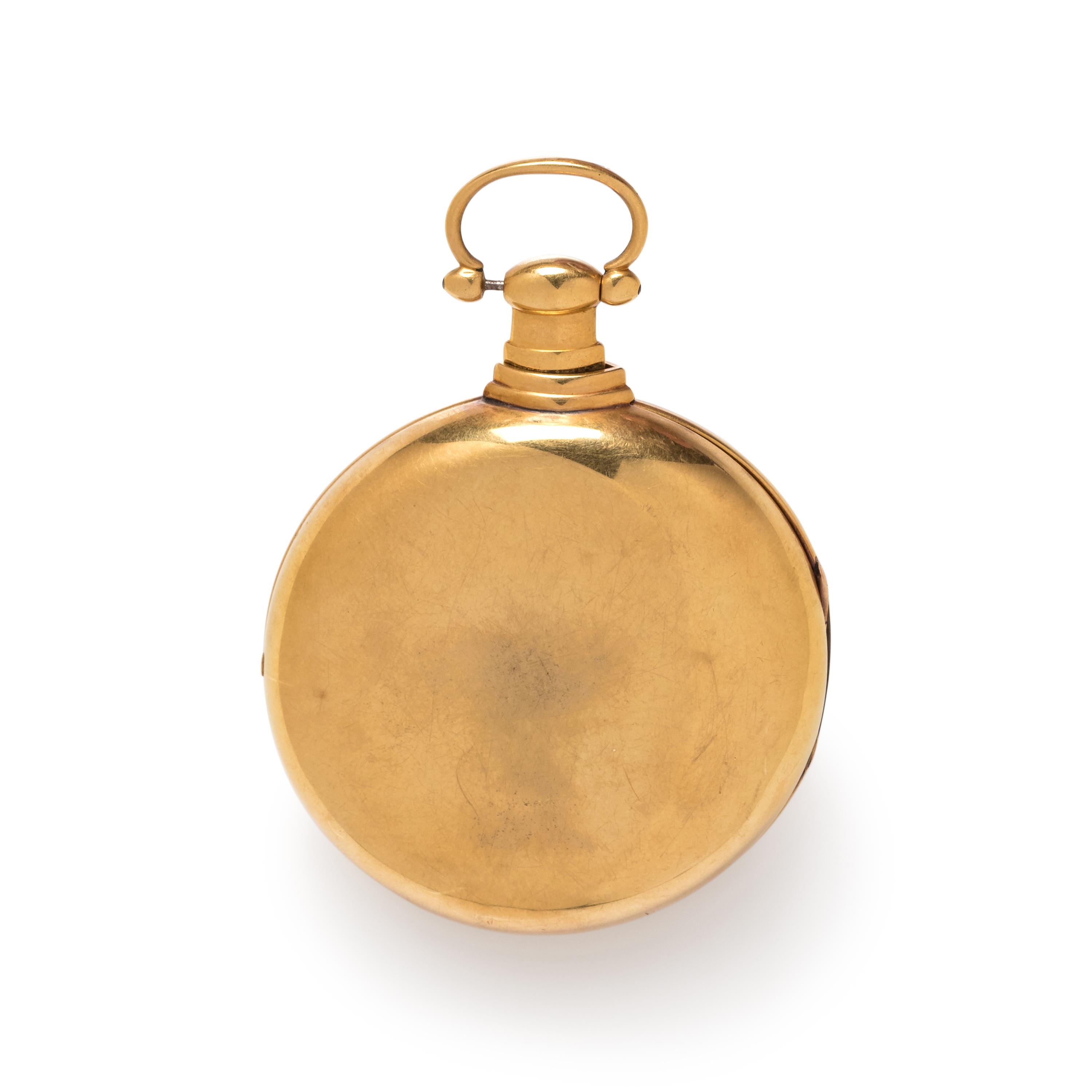 BRITISH, 18K YELLOW GOLD OPEN FACE POCKET WATCH