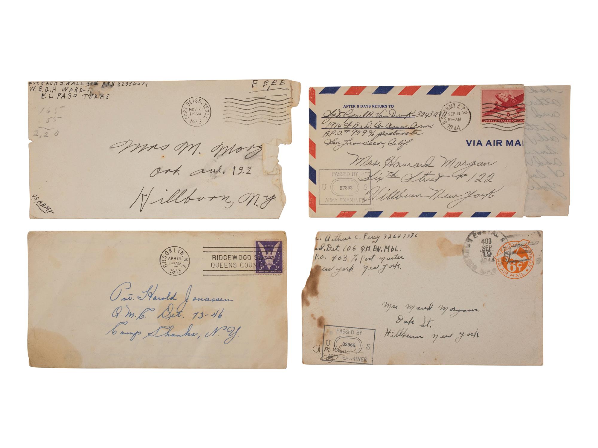 [AFRICAN AMERICANA - NATIVE AMERICANS - WWII]. World War II correspondence with Maud Morgan of Hillburn, NY, a member of the "Jackson Whites/Ramapough Mountain Indians."