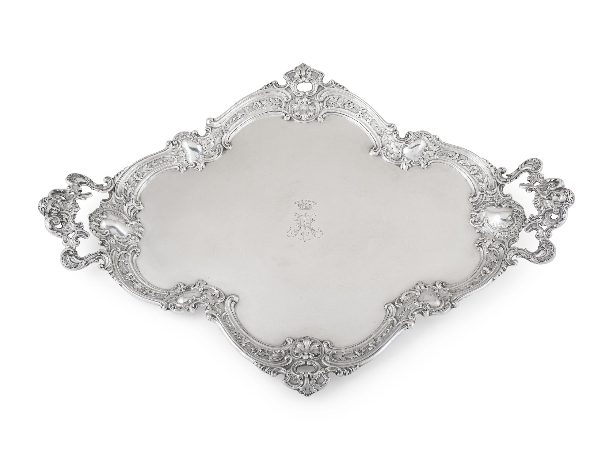 A German Rococo Style Silver Tray