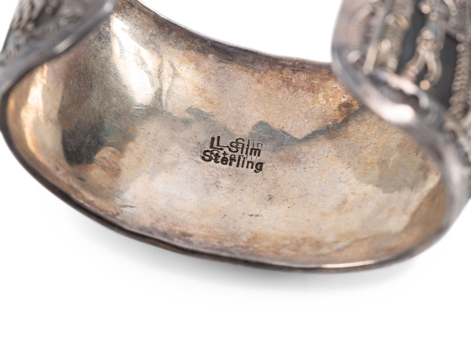 Navajo Sterling Silver Storyteller Cuff Bracelet
