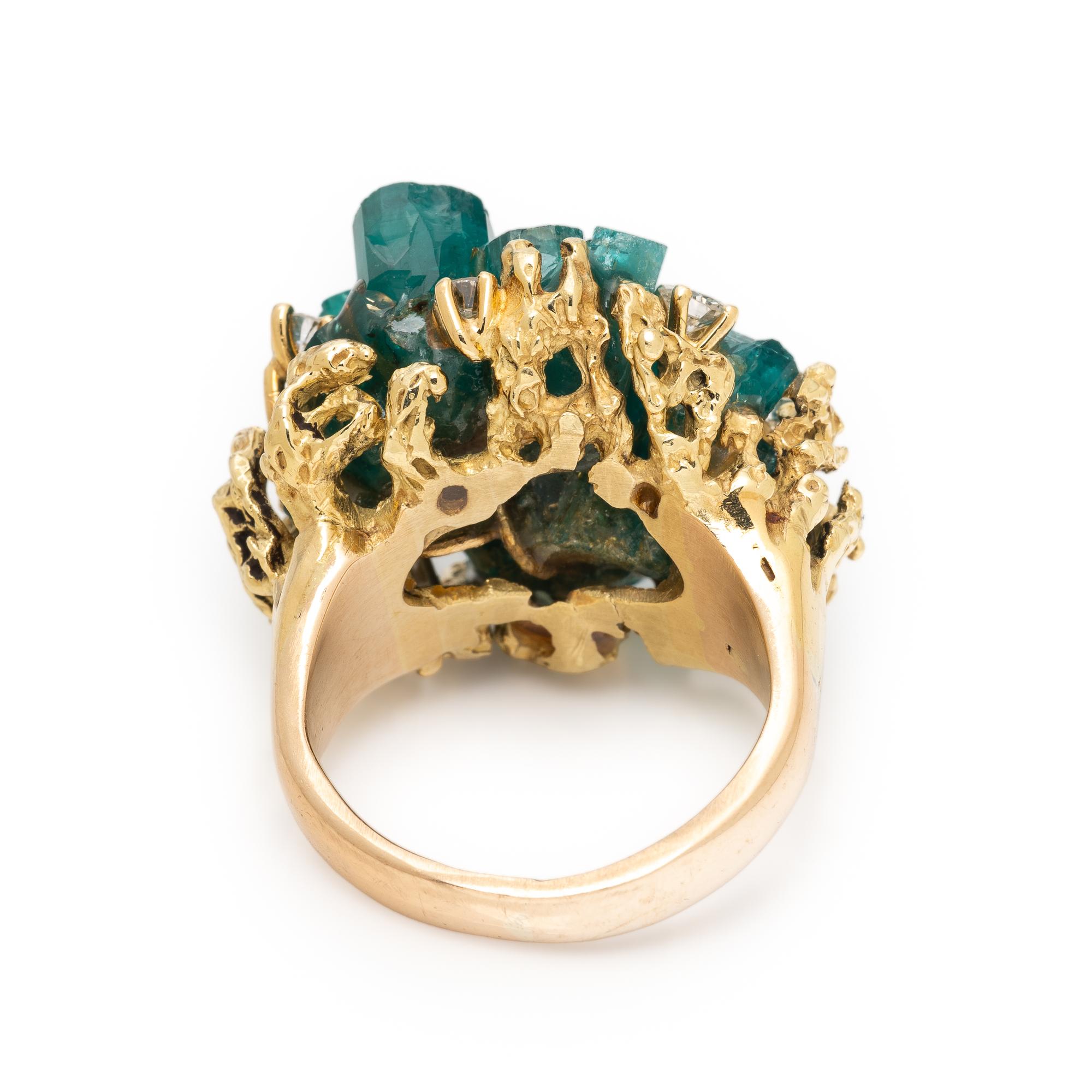 Synthetic Emerald and Diamond Ring