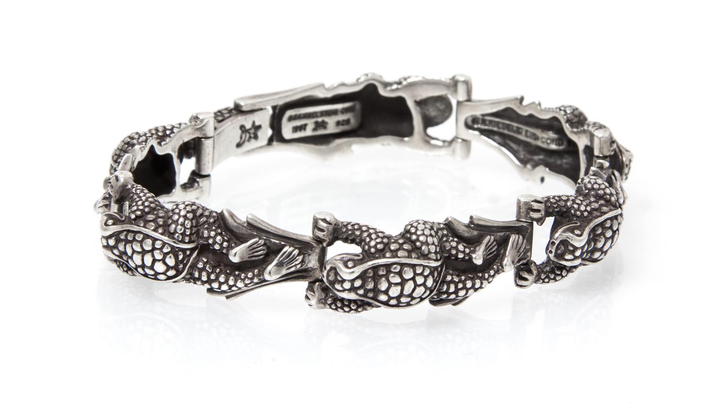 A Sterling Silver Frog Motif Bracelet, Kieselstein-Cord, 1997, 28.95 dwts.