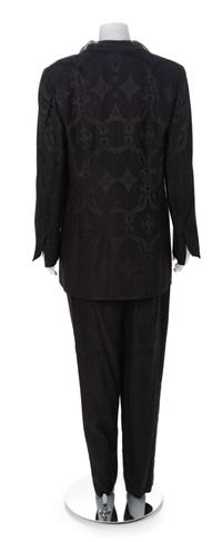 Christian Dior Black Patterned Pant Suit, 1980s Size label: 46 (pants)