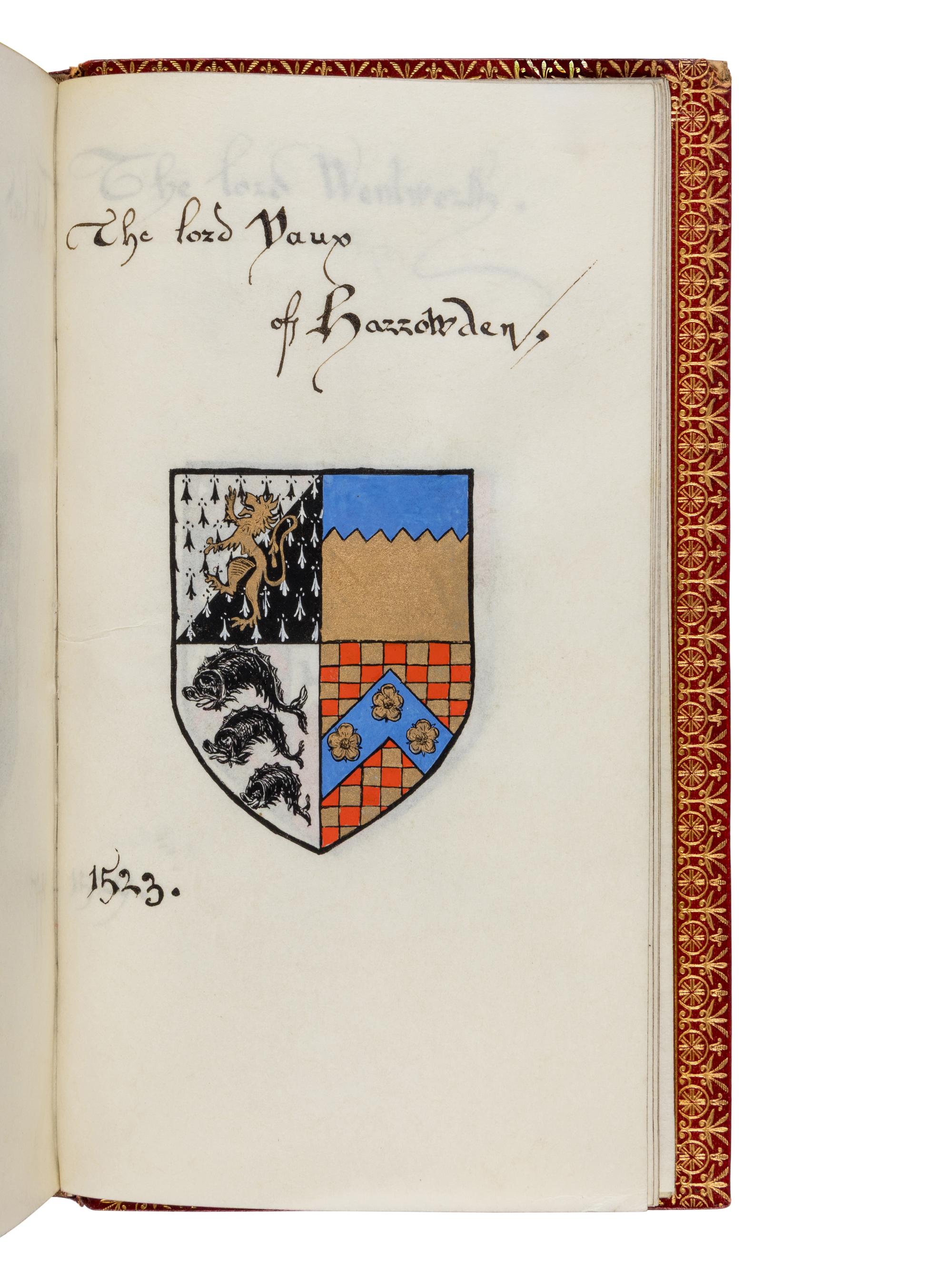 REVEREND WILLIAM JOHN LOFTIE (born 25 July 1839, Tandragee, County Armagh, Ireland; died 16 June 1911) A Roll of the Baronies by Writ of Summons in the Peerage of England, in English, illuminated manuscript on parchment [England, c. 1875]