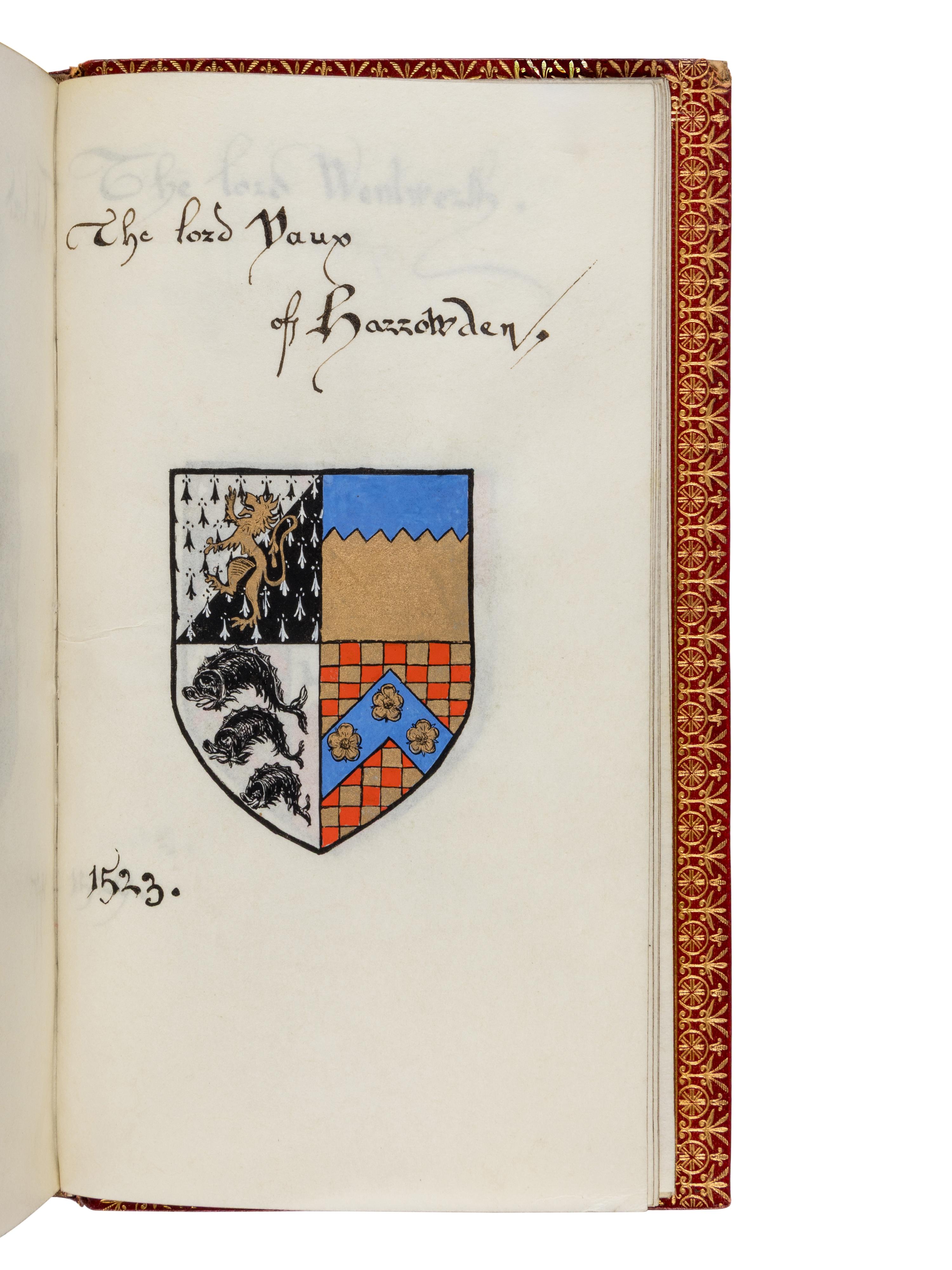 REVEREND WILLIAM JOHN LOFTIE (born 25 July 1839, Tandragee, County Armagh, Ireland; died 16 June 1911) A Roll of the Baronies by Writ of Summons in the Peerage of England, in English, illuminated manuscript on parchment [England, c. 1875]