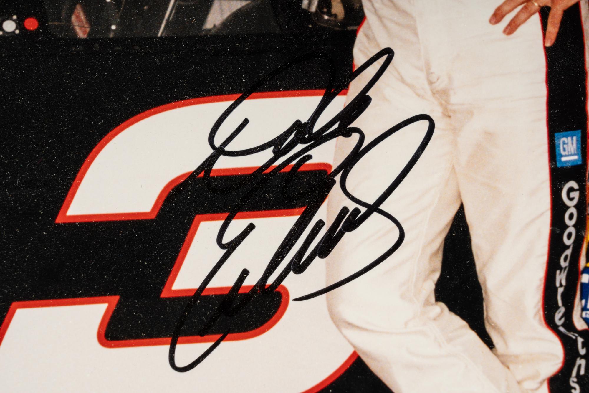 A Dale Earnhardt Signed Autograph Display Including Race Used Artifact (Beckett Authentication Services)