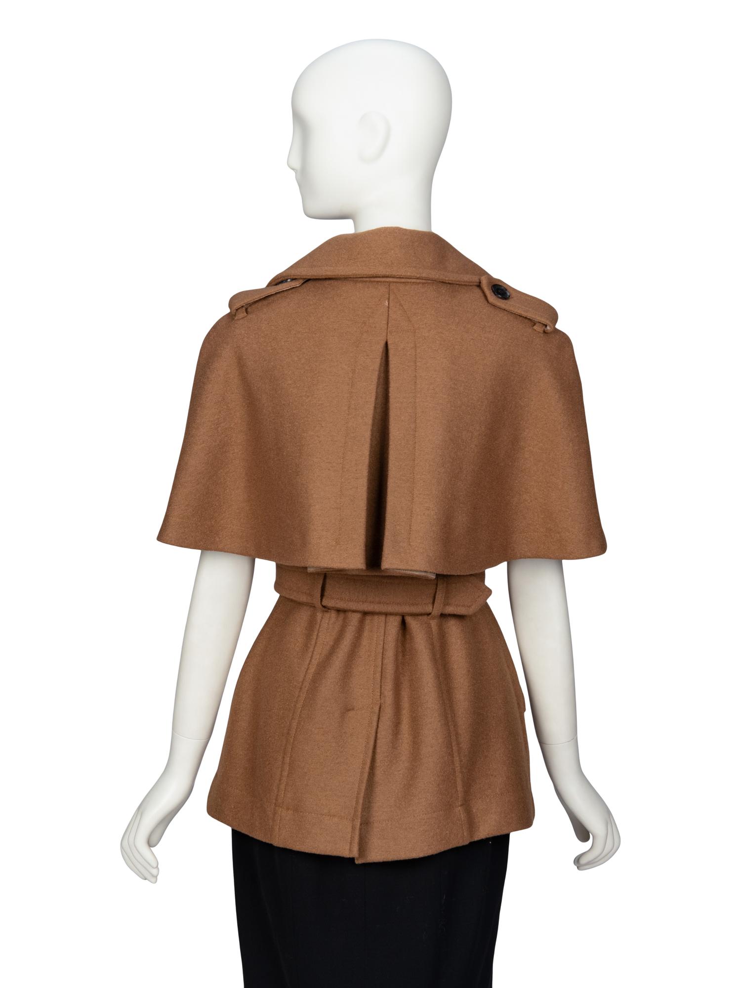 BURBERRY, SHORT WOOL CAPELET COAT