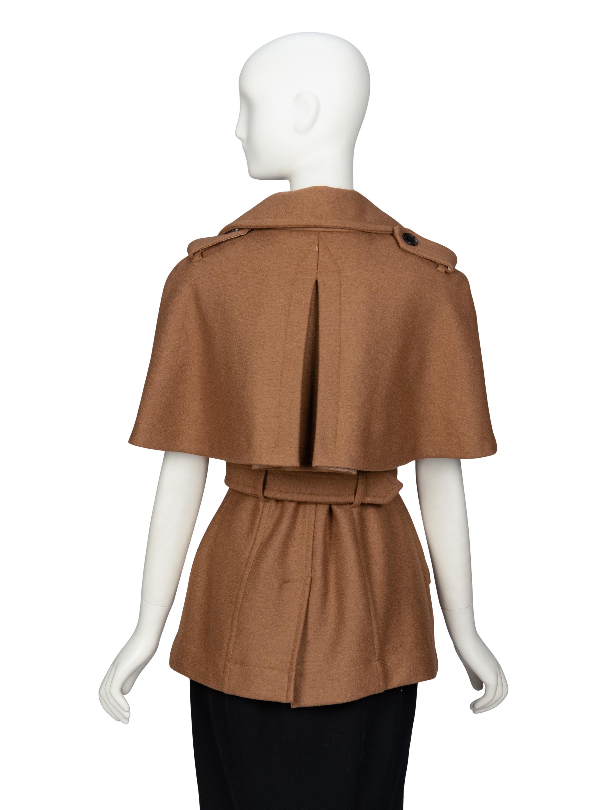 BURBERRY, SHORT WOOL CAPELET COAT