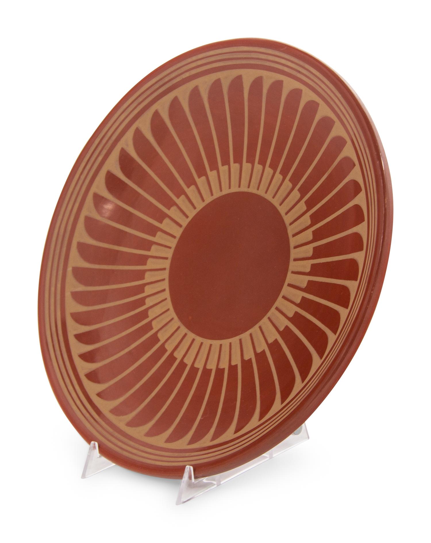 Redware Plate, with Repeating Feathers, May 1969