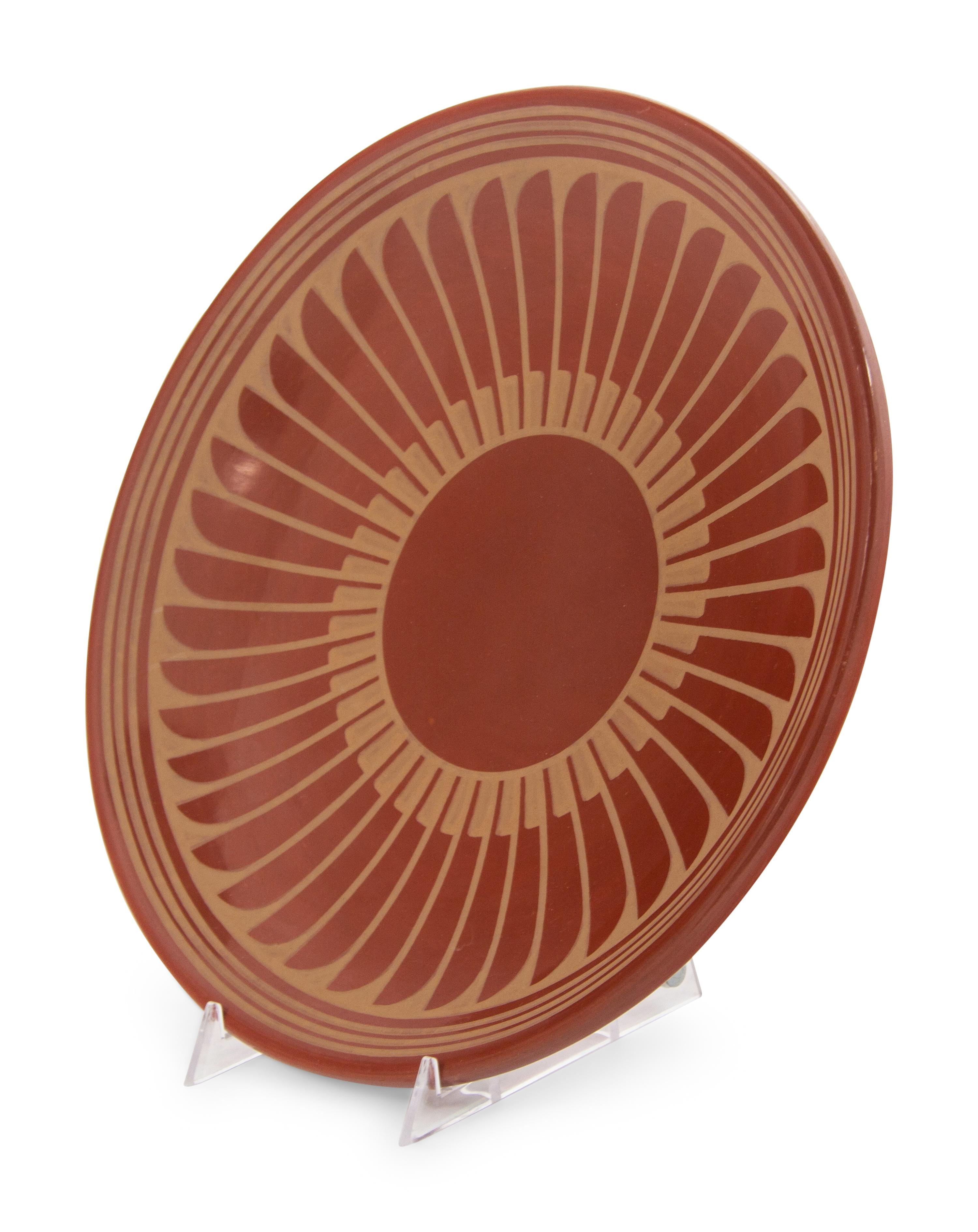Redware Plate, with Repeating Feathers, May 1969