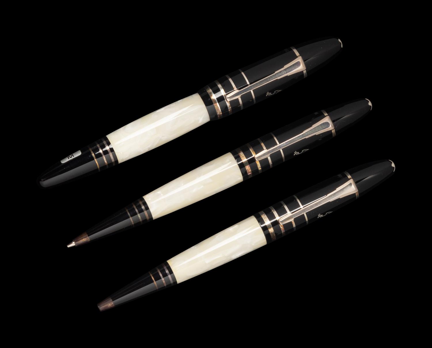 A Montblanc Limited Edition F. Scott Fitzgerald Fountain Pen, Rollerball Pen and Mechanical Pencil Set