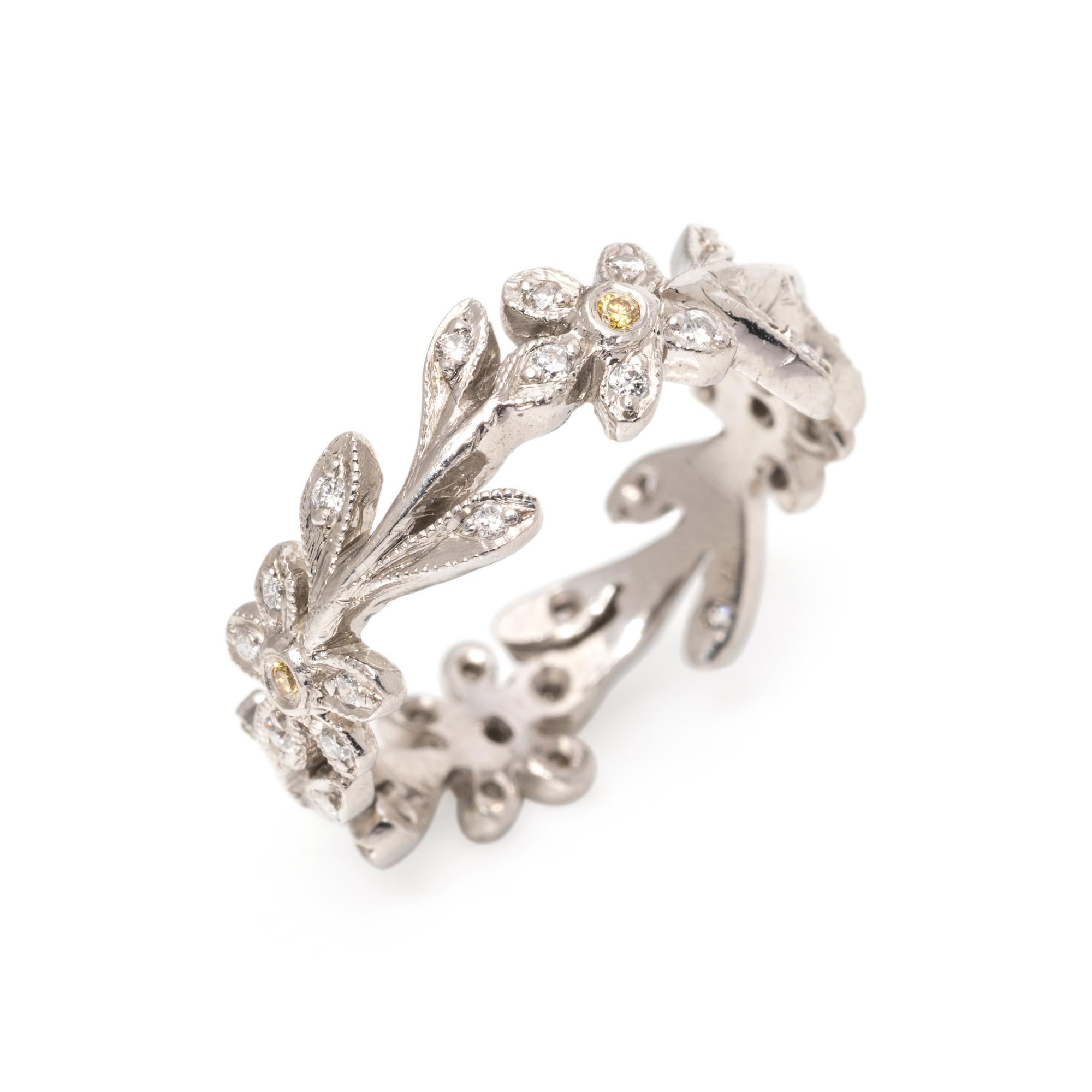 CATHY WATERMAN, COLORED DIAMOND AND DIAMOND FLOWER RING