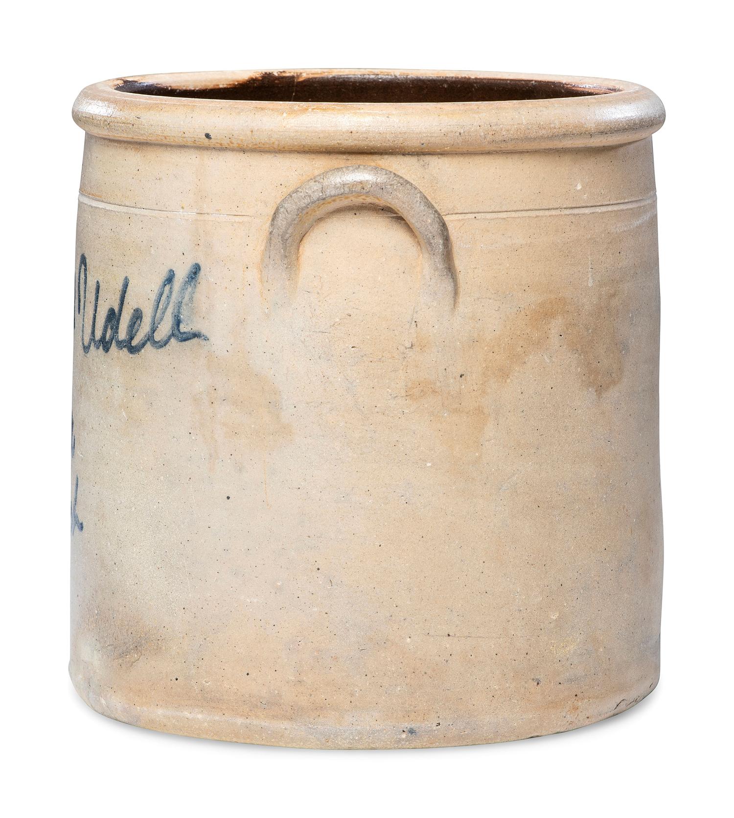 An Amphlett and Udell Three-Gallon Stoneware Crock