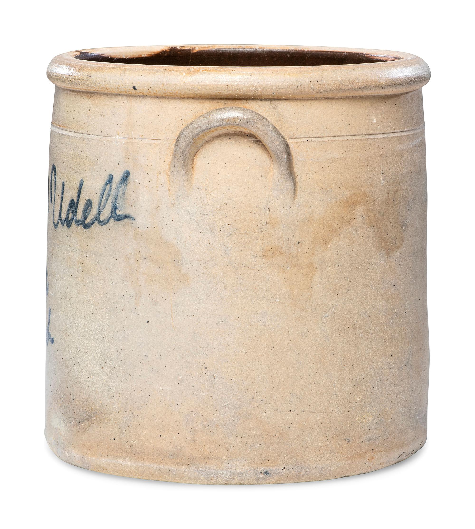 An Amphlett and Udell Three-Gallon Stoneware Crock