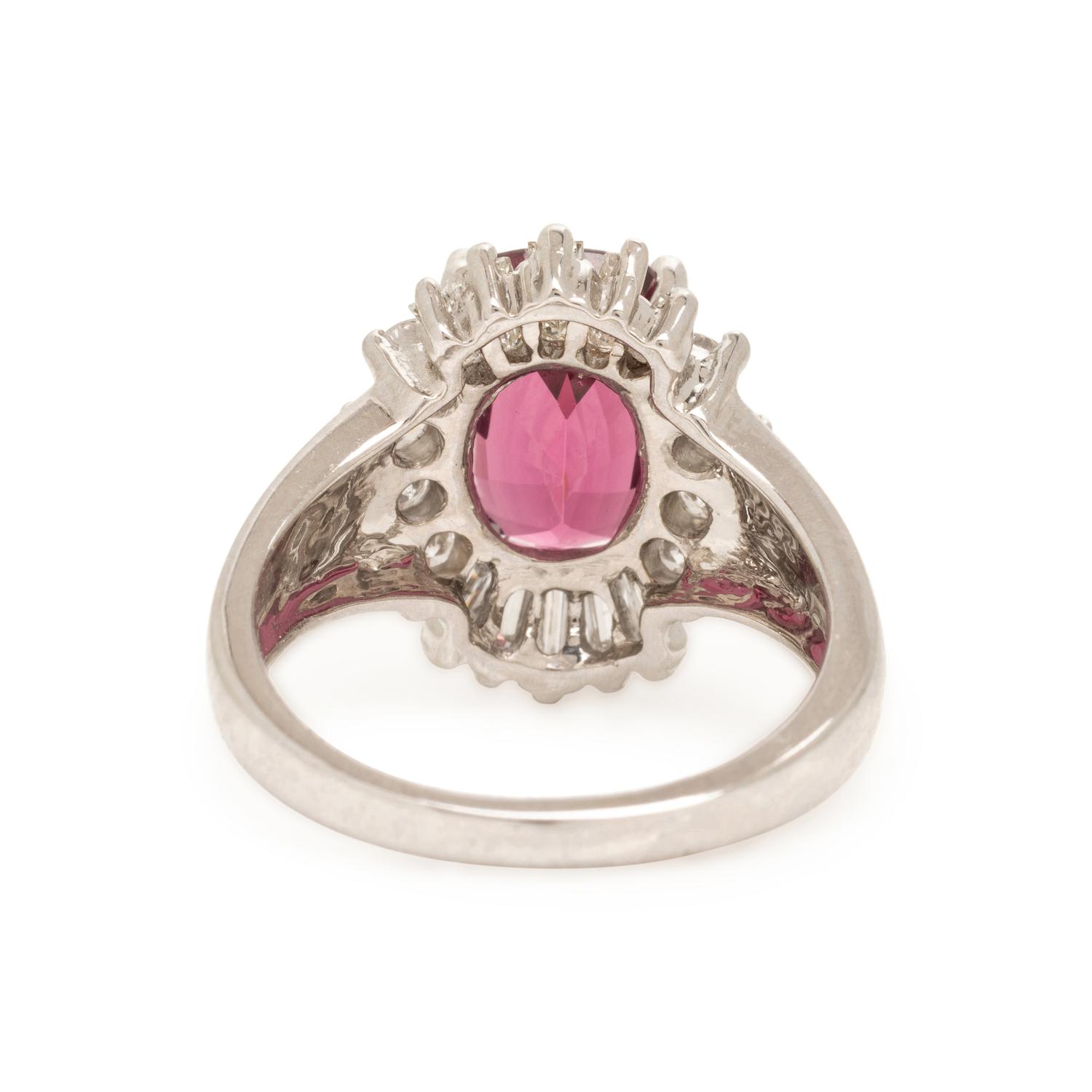 Garnet, Diamond, and White Gold Ring
