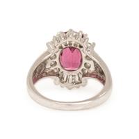 Garnet, Diamond, and White Gold Ring