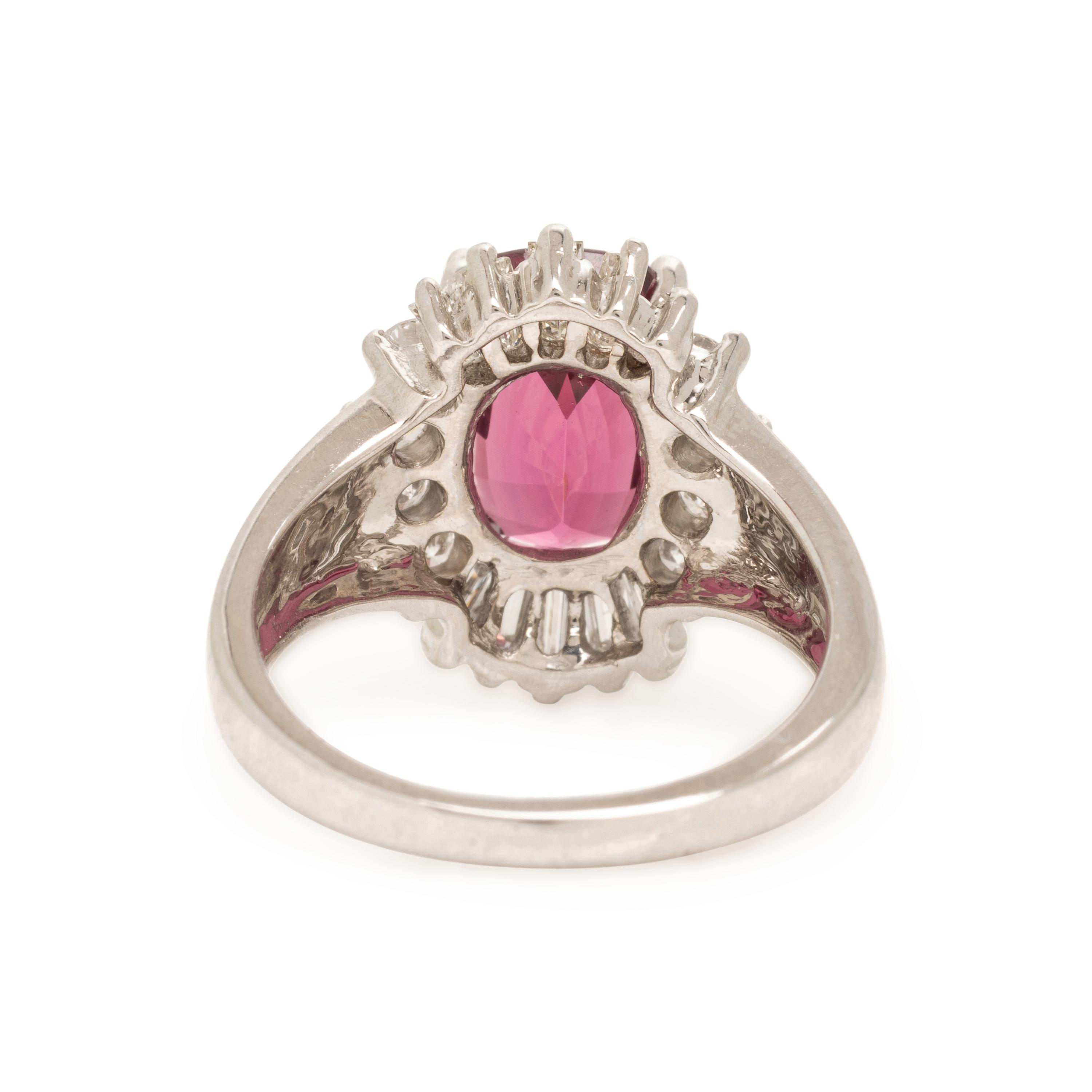 Garnet, Diamond, and White Gold Ring