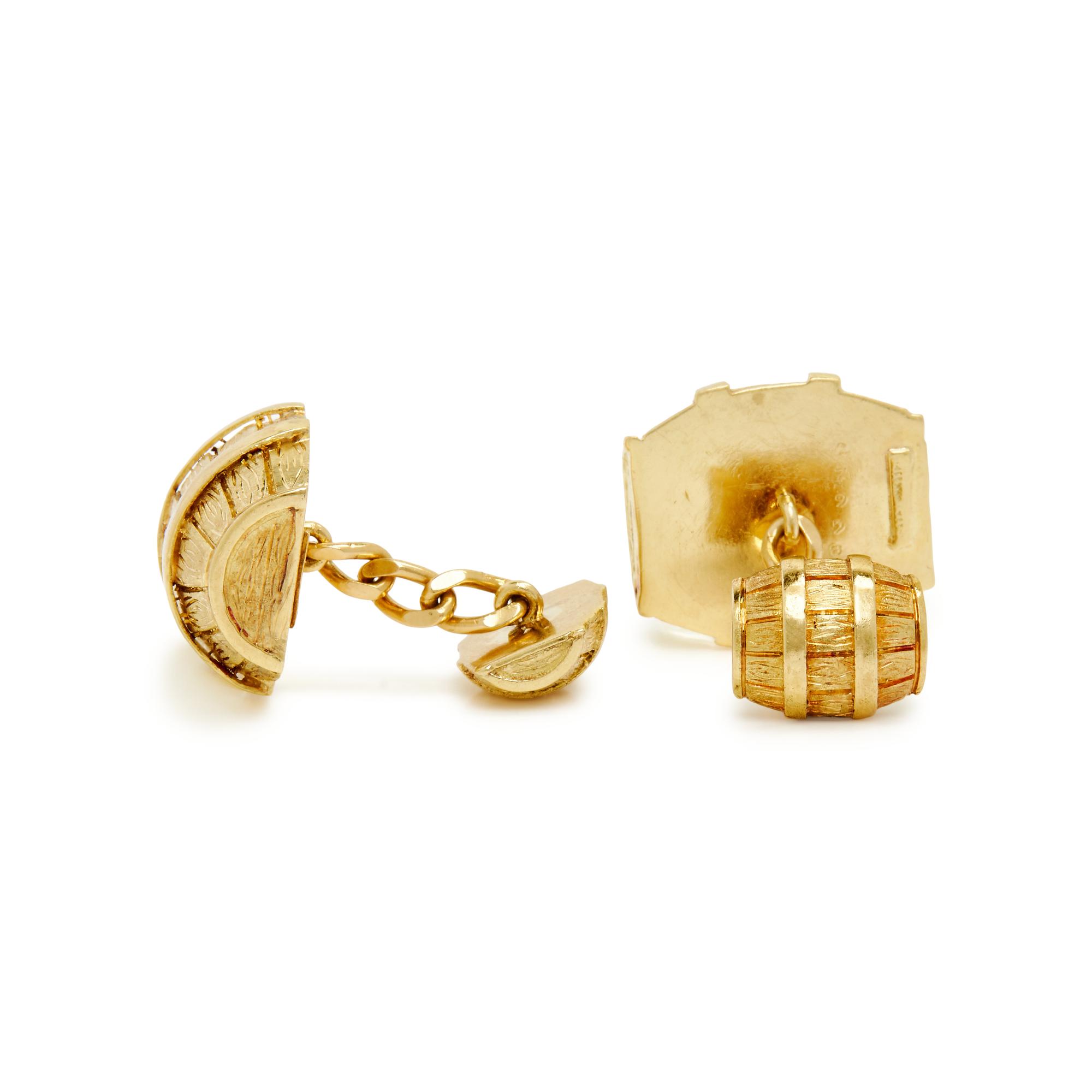 YELLOW GOLD BARREL CUFFLINKS