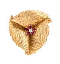 An 18 Karat Yellow Gold, Ruby, and Diamond Pendant, Tiffany & Co.,