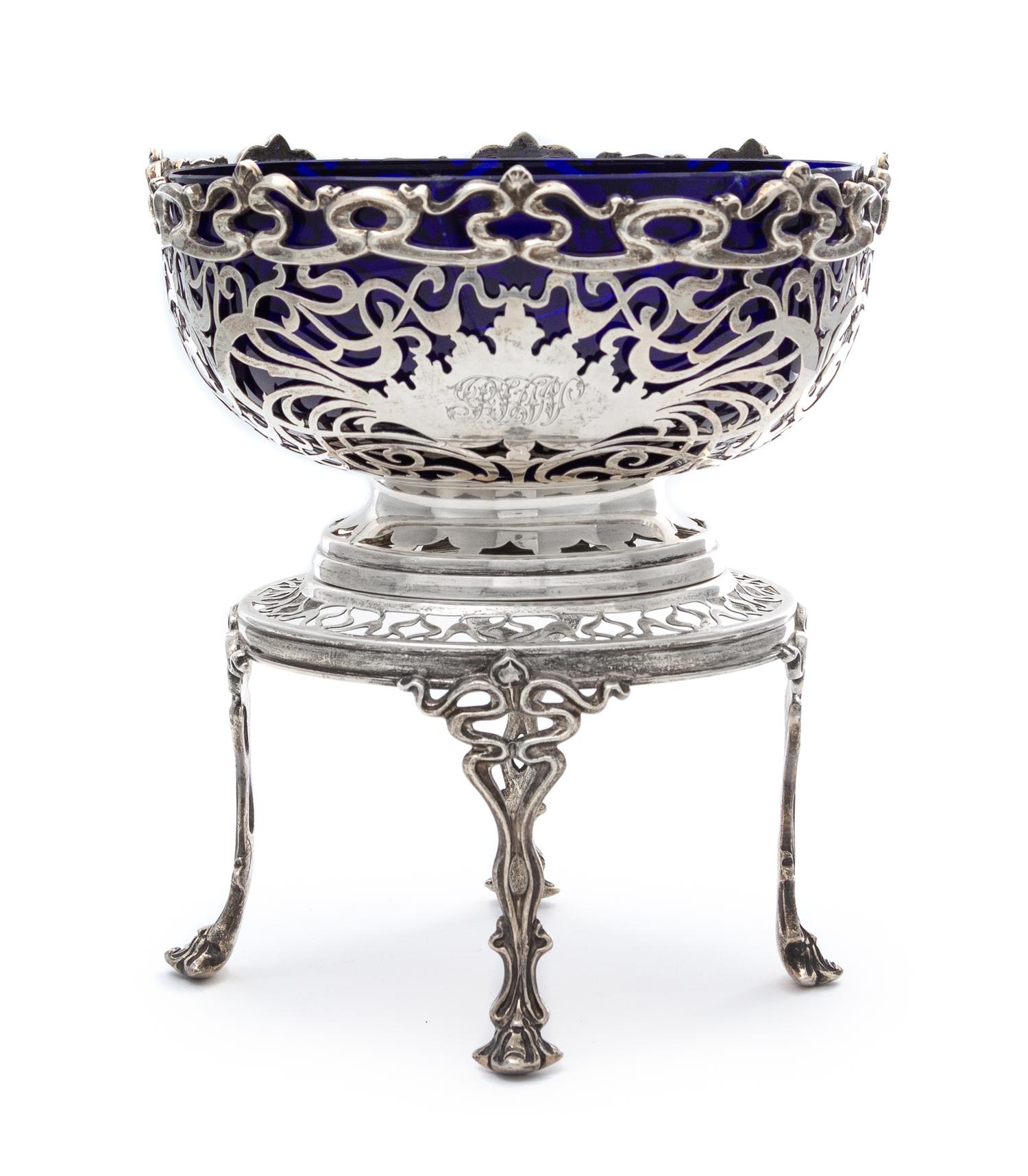 An Edwardian Silver Bowl on Stand, Joseph Rodgers, Sheffield, 1903-4, in the Art Nouveau taste, the openwork bowl worked to show foliat