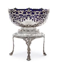 An Edwardian Silver Bowl on Stand, Joseph Rodgers, Sheffield, 1903-4, in the Art Nouveau taste, the openwork bowl worked to show foliat