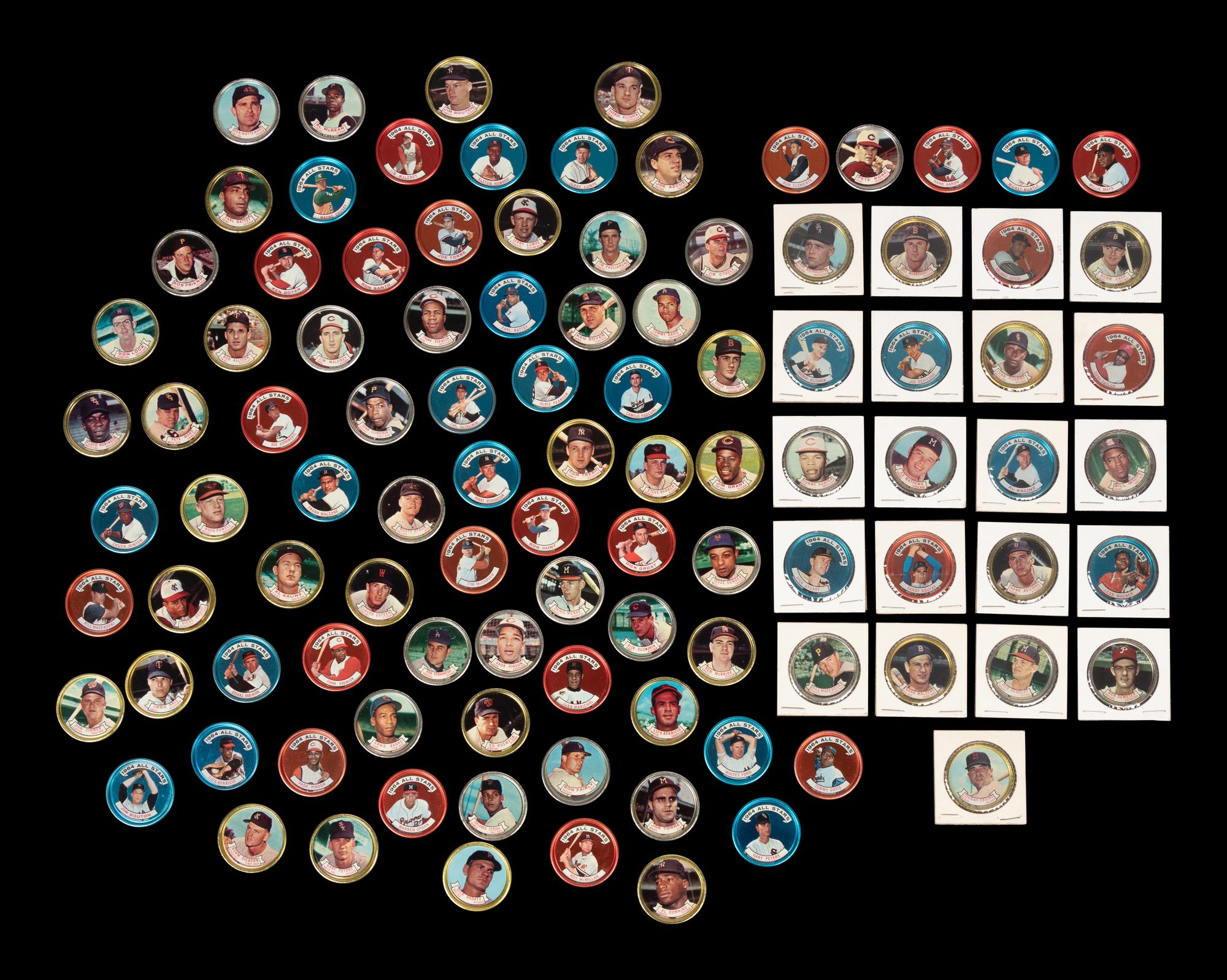 A Group of 102 1964 Topps Baseball Coins Including Mickey Mantle and Multiple Hall of Famers,
