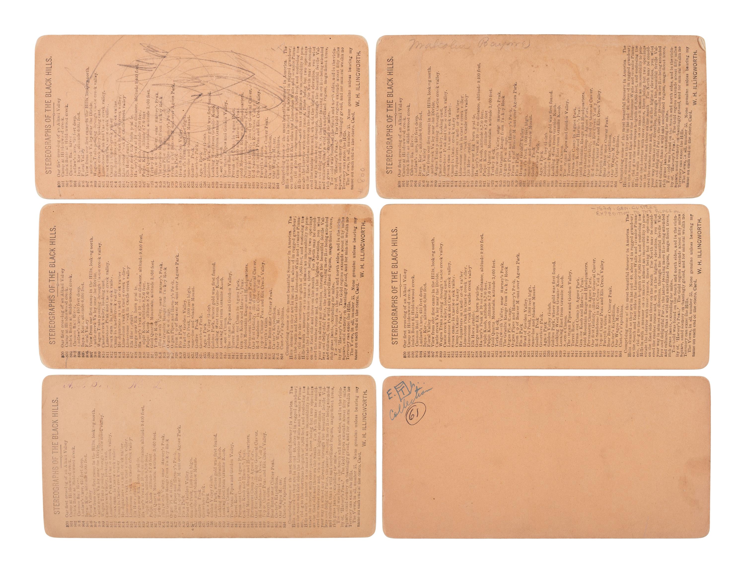 ILLINGWORTH, W.H. (1844-1893), photographer. A group of 37 stereoviews of George Custer's expedition to the Black Hills.