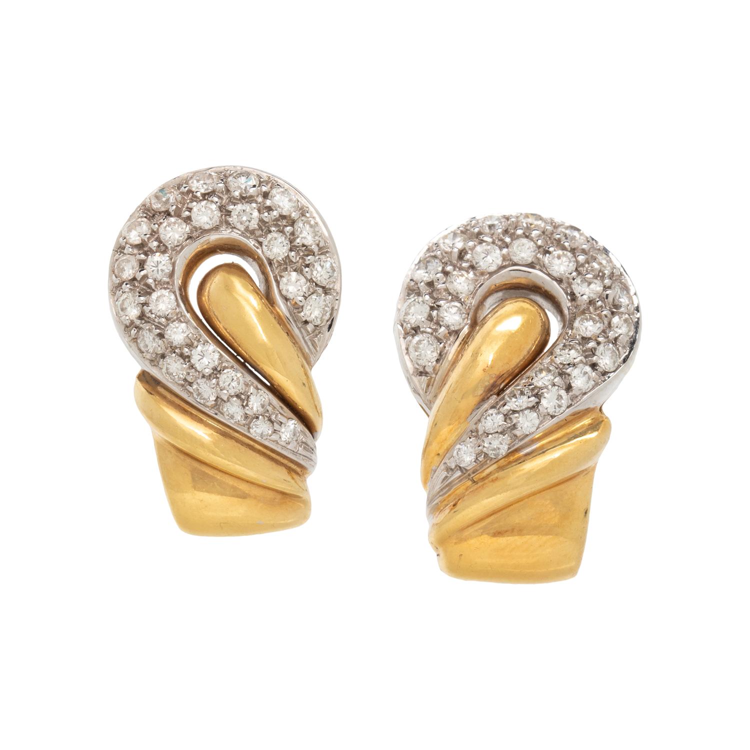 BICOLOR GOLD AND DIAMOND EARRINGS