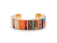 Gold and Cobblestone Inlay Cuff Bracelet