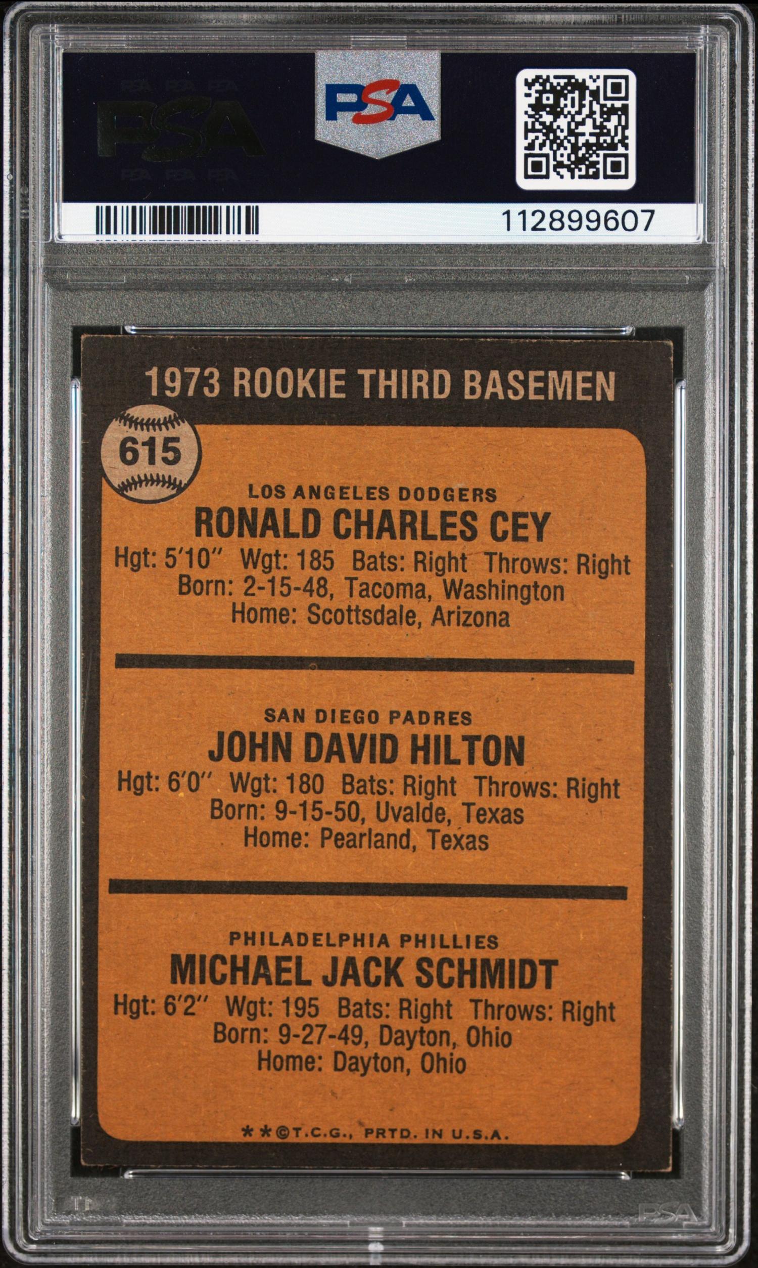 A 1973 Topps Mike Schmidt Rookie Baseball Card No. 615 (PSA 5 EX)