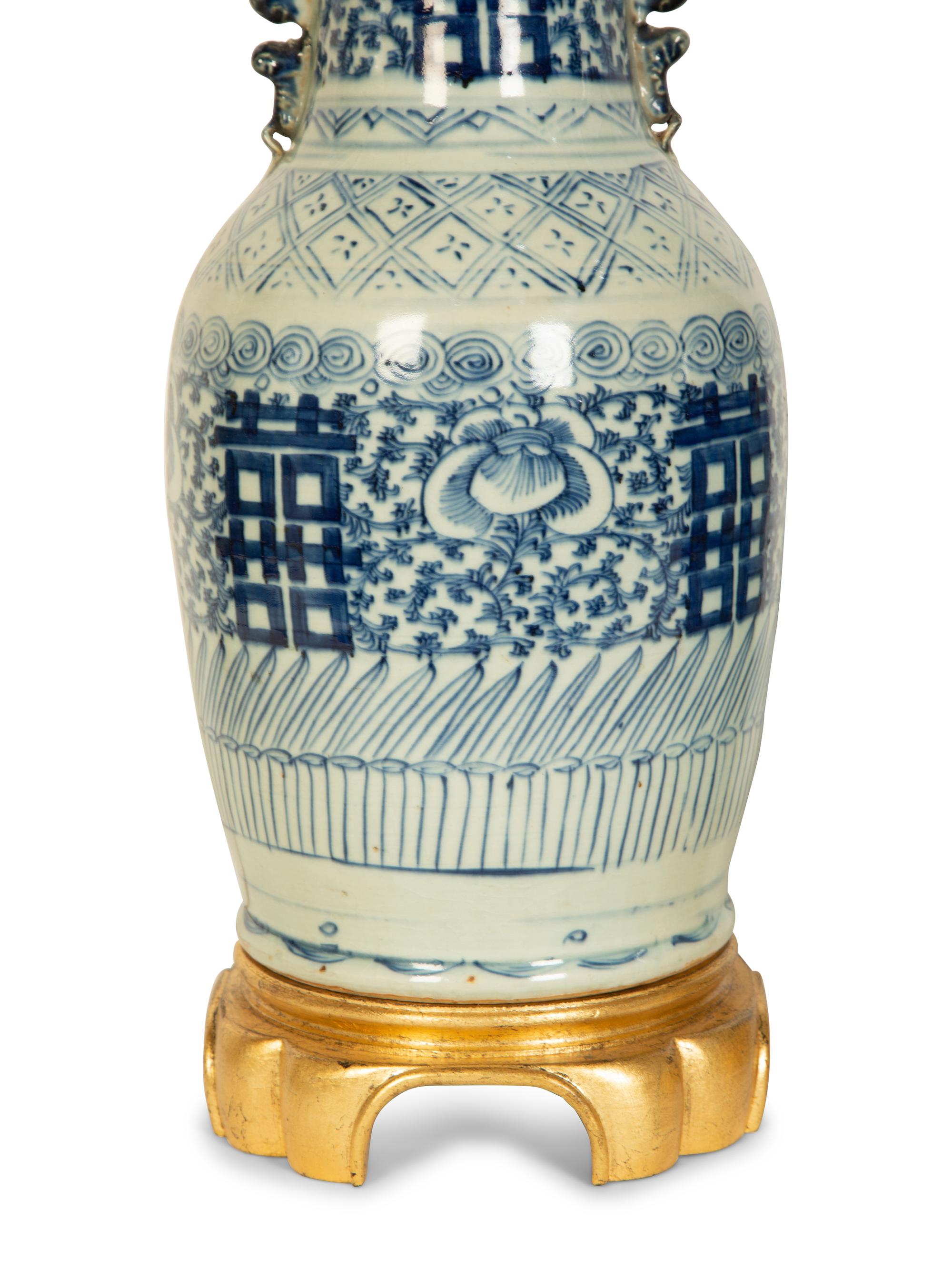 Two Chinese Export Porcelain Vases Mounted as Lamps
