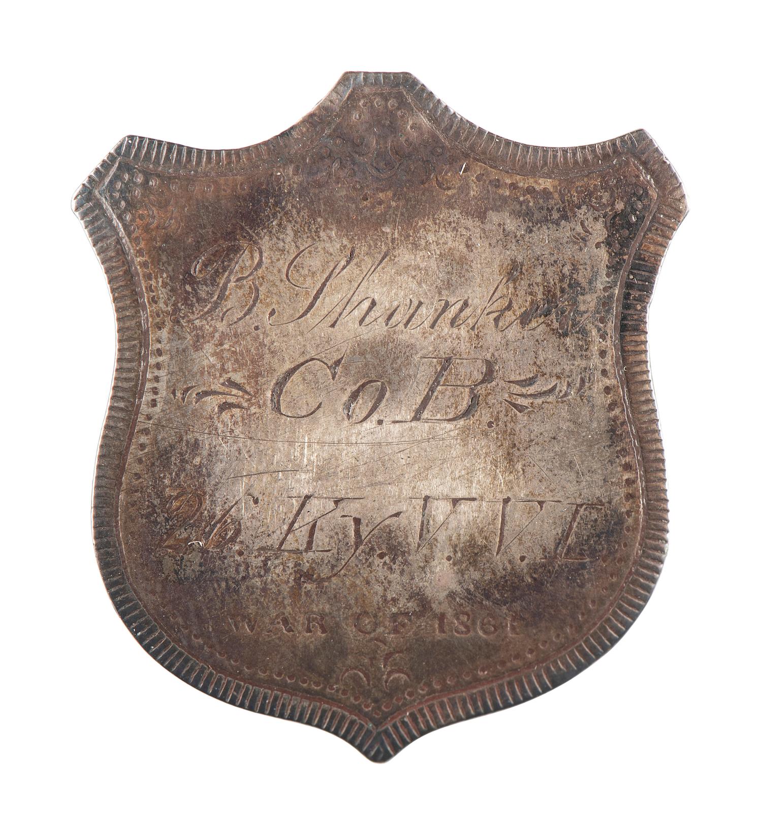 [CIVIL WAR]. Barney Shanker, 26th Kentucky Infantry ID badge.