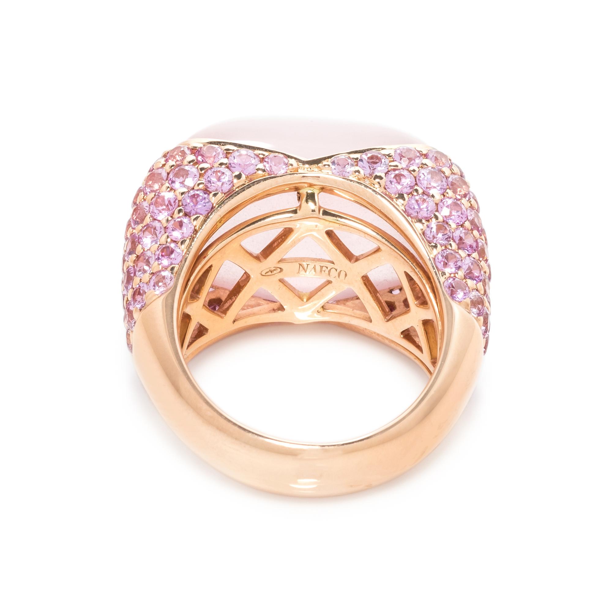 ROSE QUARTZ AND PINK SAPPHIRE RING