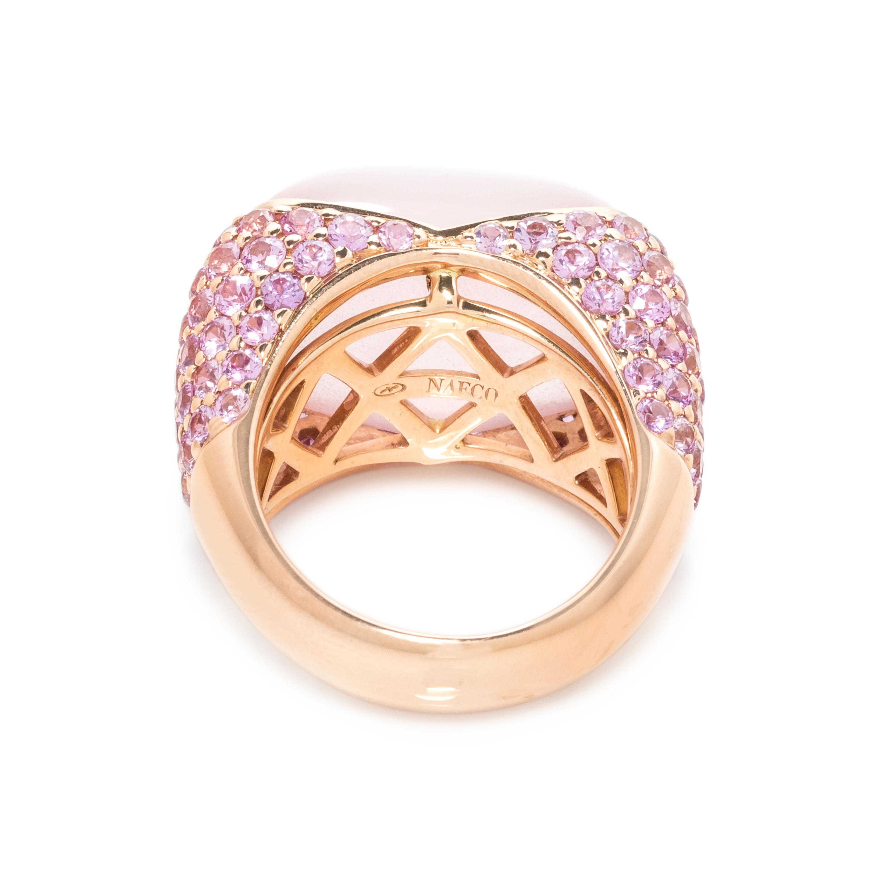ROSE QUARTZ AND PINK SAPPHIRE RING